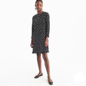 J. Crew Collection Silk Long Sleeve Black White Dress Star Pattern Size 14‎